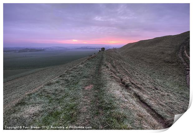 Maiden Castle At Sunrise Print by Paul Brewer