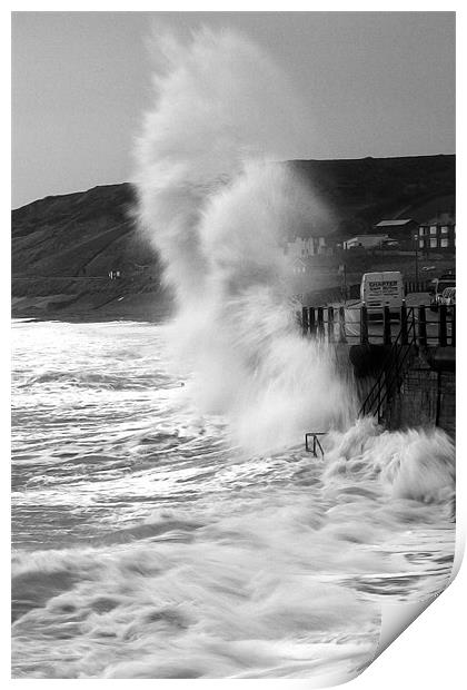 Sea Wall Wave Crash Print by Wayne Molyneux