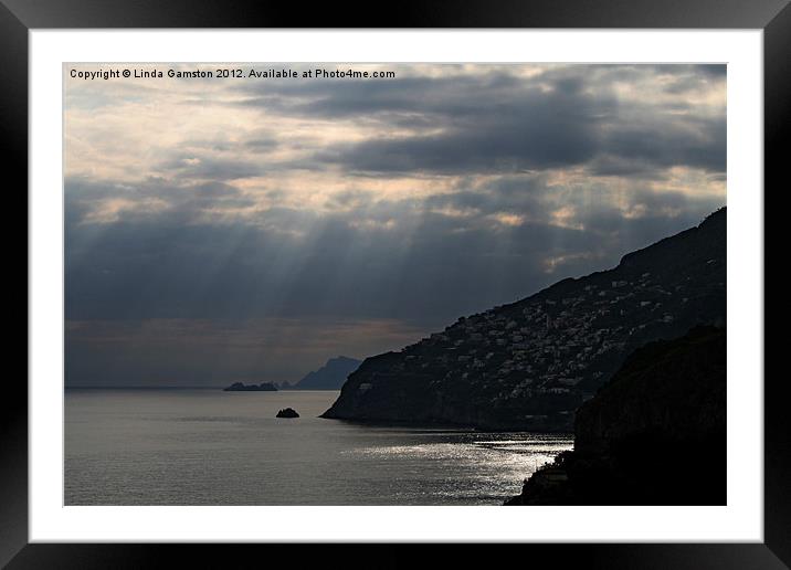 Sun's rays, Amalfi coast Framed Mounted Print by Linda Gamston