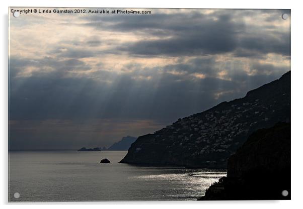 Sun's rays, Amalfi coast Acrylic by Linda Gamston