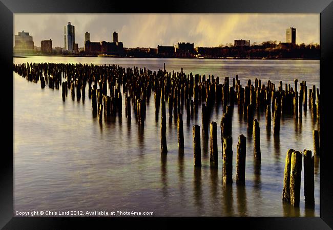 City River Sunset Framed Print by Chris Lord