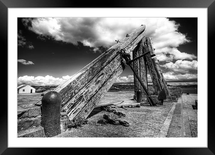 Anchor Sculpture in Monochrome Framed Mounted Print by Steve Purnell