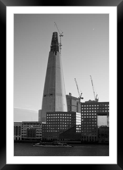 The Shard Black and White Framed Mounted Print by Peter Carroll