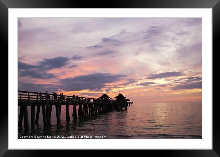 Naples Pier At Sunset Framed Mounted Print by Lynne Morris (Lswpp)