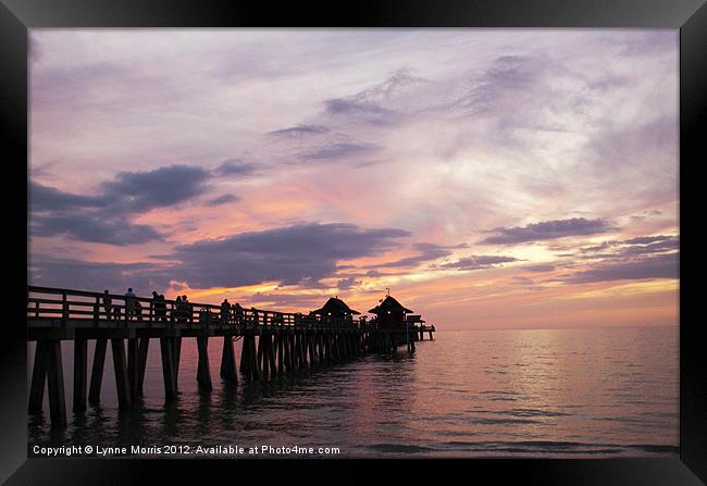 Naples Pier At Sunset Framed Print by Lynne Morris (Lswpp)