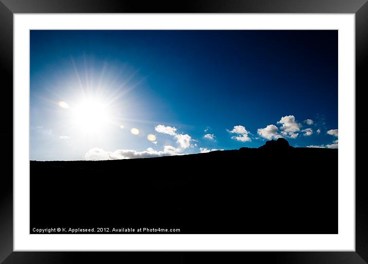 Haytor Dartmoor National park silhouette Framed Mounted Print by K. Appleseed.