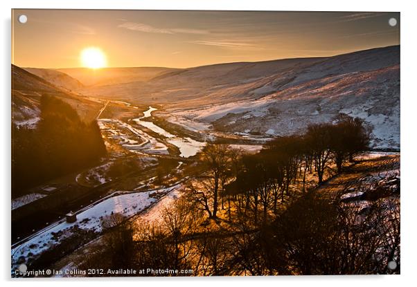 Claerwen sunrise Elan Valley. Acrylic by Ian Collins