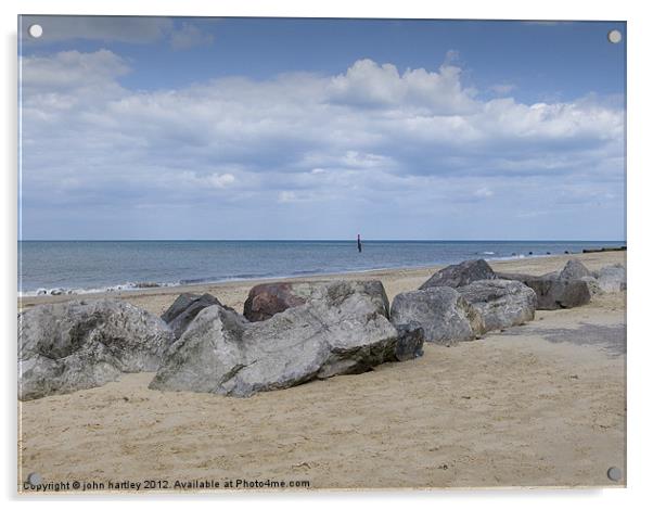 Rocks on the Beach - Cart Gap Beach Norfolk Acrylic by john hartley