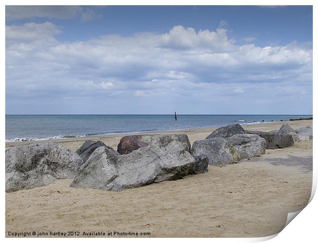 Rocks on the Beach - Cart Gap Beach Norfolk Print by john hartley