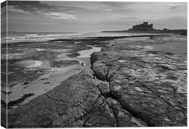 Bamburgh castle and coast No4 Canvas Print by Stephen Wakefield