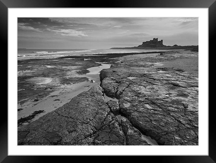 Bamburgh castle and coast No4 Framed Mounted Print by Stephen Wakefield