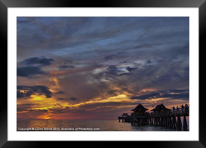Sunset At Naples Pier Framed Mounted Print by Lynne Morris (Lswpp)