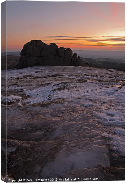 Haytor Ice and Sunrise Canvas Print by Pete Hemington