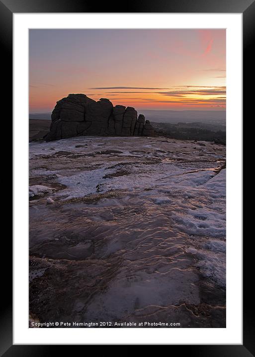 Haytor Ice and Sunrise Framed Mounted Print by Pete Hemington