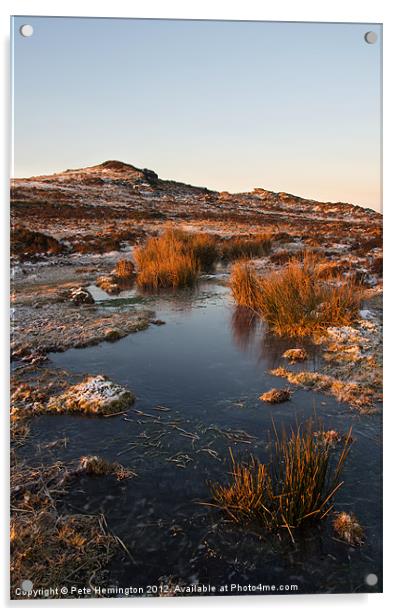 Dartmoor icy scene Acrylic by Pete Hemington