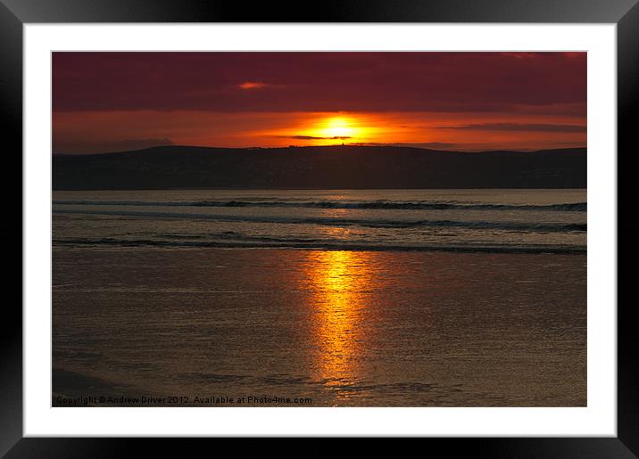 Sunset over St Ives Framed Mounted Print by Andrew Driver