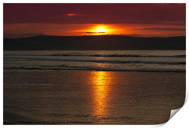 Sunset over St Ives Print by Andrew Driver
