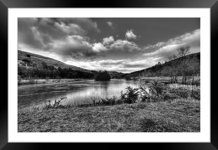 Frosty Parc Cwm Darran in Monochrome Framed Mounted Print by Steve Purnell