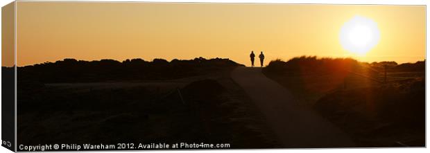 Joggers in Silhouette Canvas Print by Phil Wareham