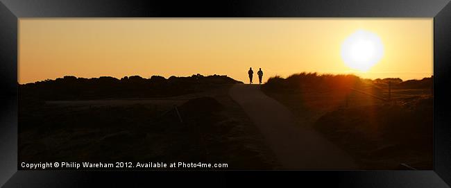 Joggers in Silhouette Framed Print by Phil Wareham