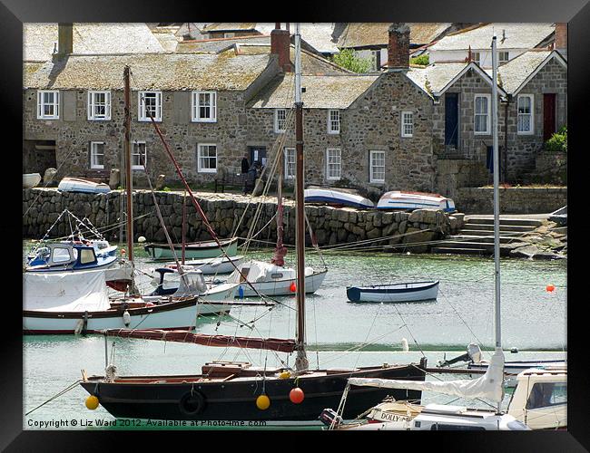 Mousehole Cosy Harbour Framed Print by Liz Ward