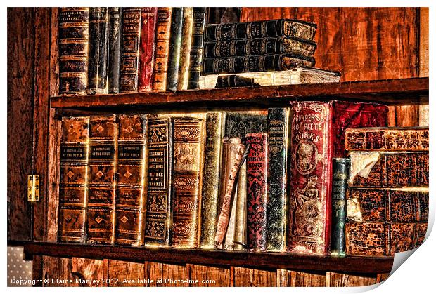 Old Antique Books ... misc  Print by Elaine Manley