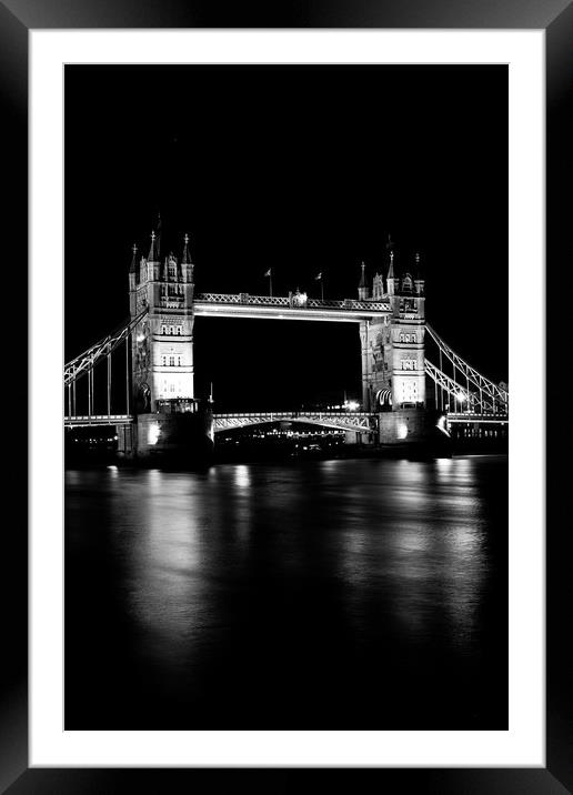Tower Bridge In Black and White Framed Mounted Print by David Pyatt