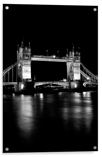 Tower Bridge In Black and White Acrylic by David Pyatt