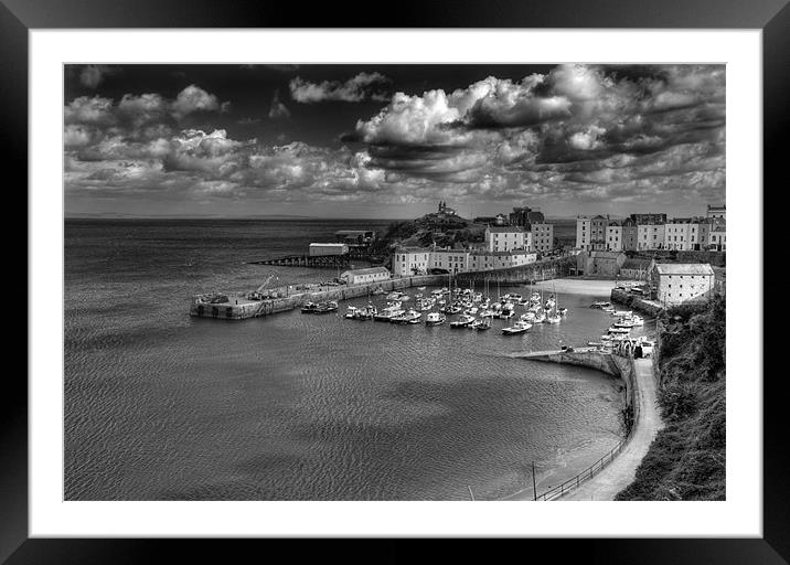 Tenby Harbour in Monochrome Framed Mounted Print by Steve Purnell