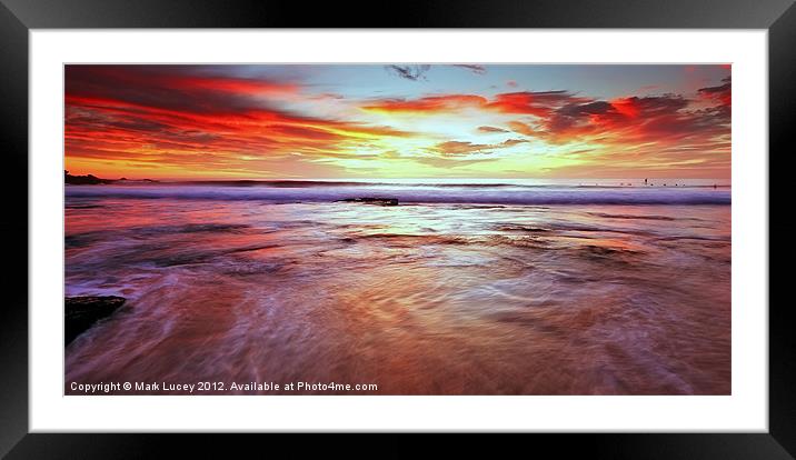 A Surfers' Moment Framed Mounted Print by Mark Lucey