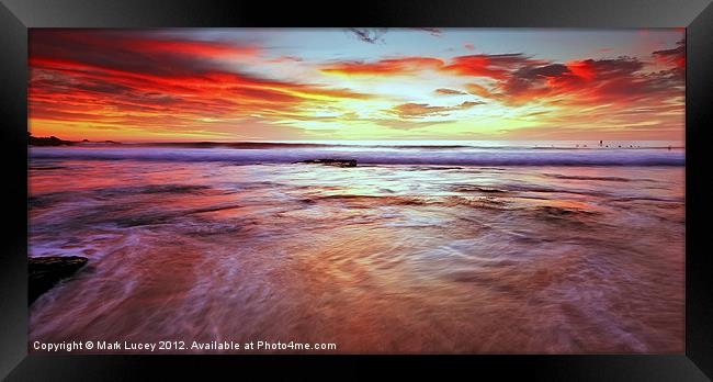 A Surfers' Moment Framed Print by Mark Lucey