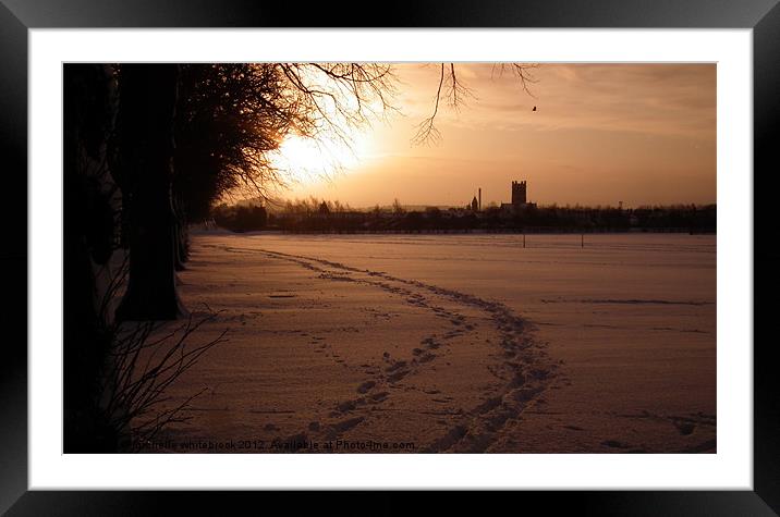 Footprints in the snow Framed Mounted Print by michelle whitebrook