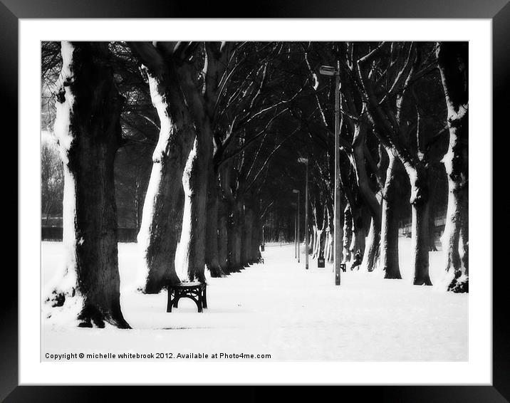 Lonely Bench Framed Mounted Print by michelle whitebrook