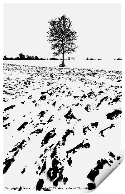 Snow On Norfolk Farmland Print by Darren Burroughs