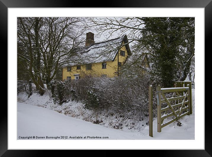 Norfolk Farmhouse Winter Scene Framed Mounted Print by Darren Burroughs