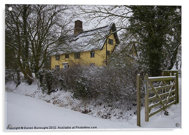 Norfolk Farmhouse Winter Scene Acrylic by Darren Burroughs