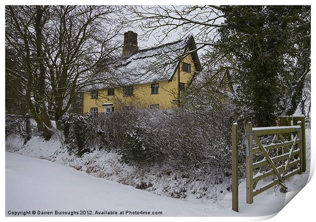 Norfolk Farmhouse Winter Scene Print by Darren Burroughs