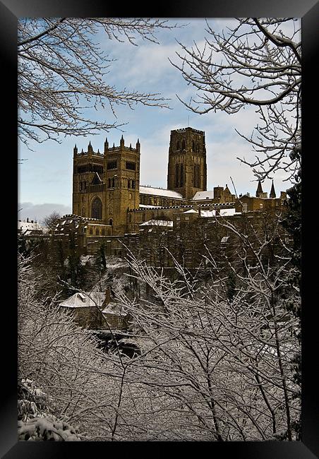Durham Cathedral in snow Framed Print by eric carpenter
