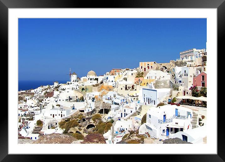 Oia Village View Framed Mounted Print by Tom Gomez