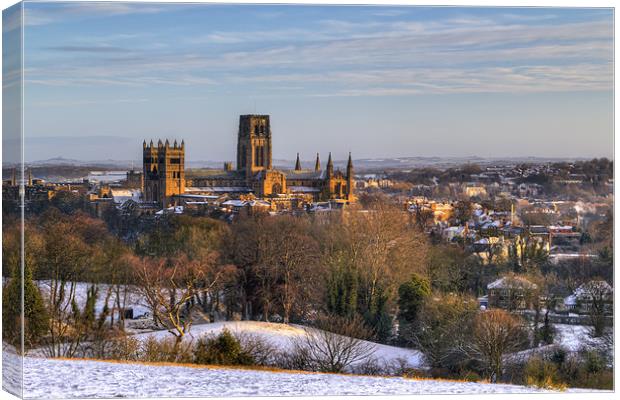 Durham Cathedral from Potters Bank. Canvas Print by Kevin Tate