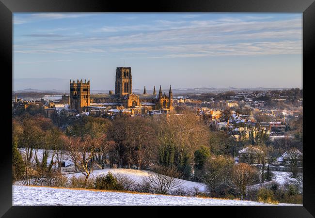Durham Cathedral from Potters Bank. Framed Print by Kevin Tate
