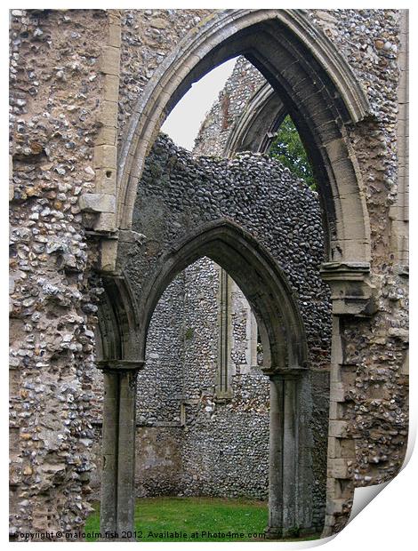 Creake Abbey Arches Print by malcolm fish