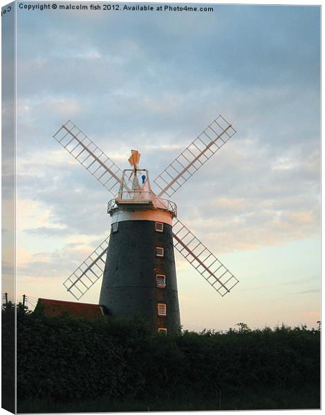 Windmill at Sunset. Canvas Print by malcolm fish