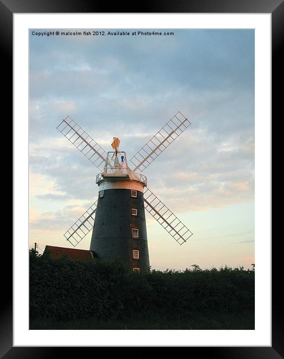 Windmill at Sunset. Framed Mounted Print by malcolm fish