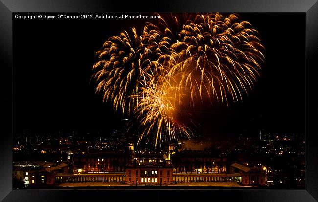 Royal Greenwich Fireworks Framed Print by Dawn O'Connor