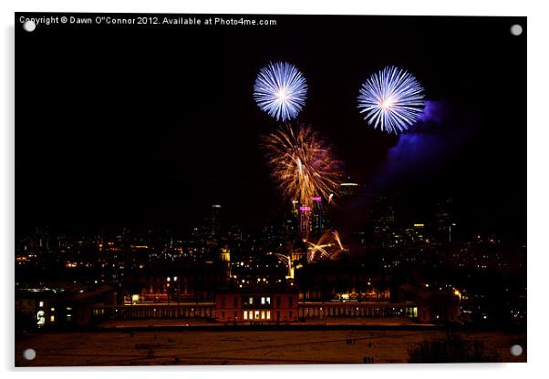Royal Greenwich Fireworks Acrylic by Dawn O'Connor