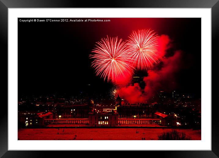 Royal Greenwich Fireworks Framed Mounted Print by Dawn O'Connor