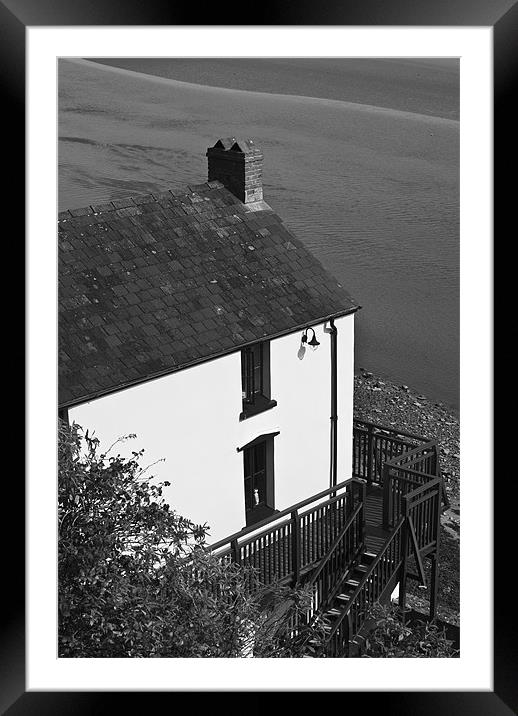 The Boathouse at Laugharne Monochrome Framed Mounted Print by Steve Purnell