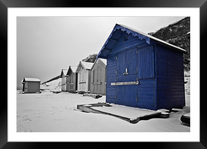 Snow Covered Beach Huts in Overstrand 2 Framed Mounted Print by Paul Macro