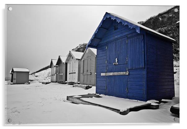 Snow Covered Beach Huts in Overstrand 2 Acrylic by Paul Macro